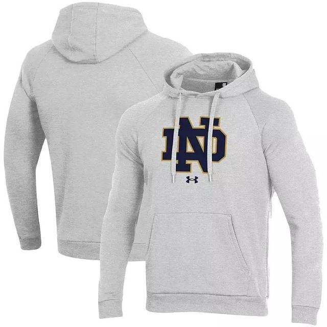 Mens Under Armour Heathered Gray Notre Dame Fighting Irish Primary School Logo All Day Raglan Pullover Hoodie Product Image