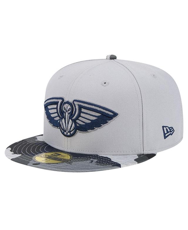 Mens New Era Gray New Orleans Pelicans Active Color Camo Visor 59FIFTY Fitted Hat Product Image