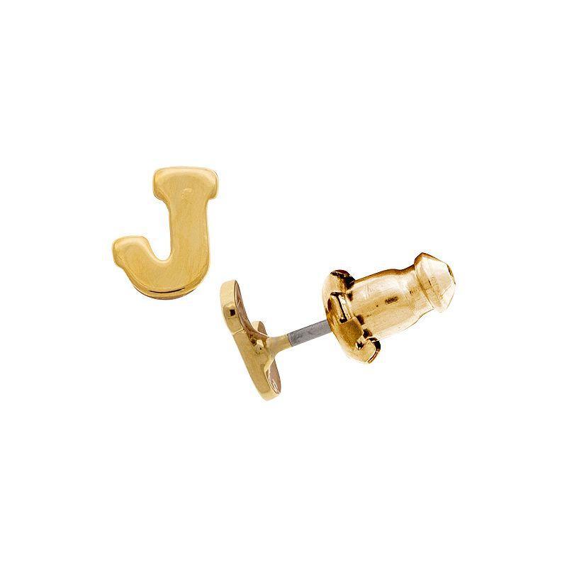 1928 14K Gold Dipped Initial Button Earrings, Womens, Yellow Product Image