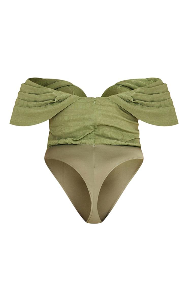 Plus Olive Textured Bardot Bodysuit Product Image