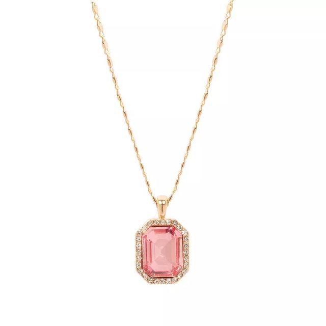 LC Lauren Conrad Gold Tone Cushion Princess Cut Stone Pendant Necklace, Womens, Pink Product Image