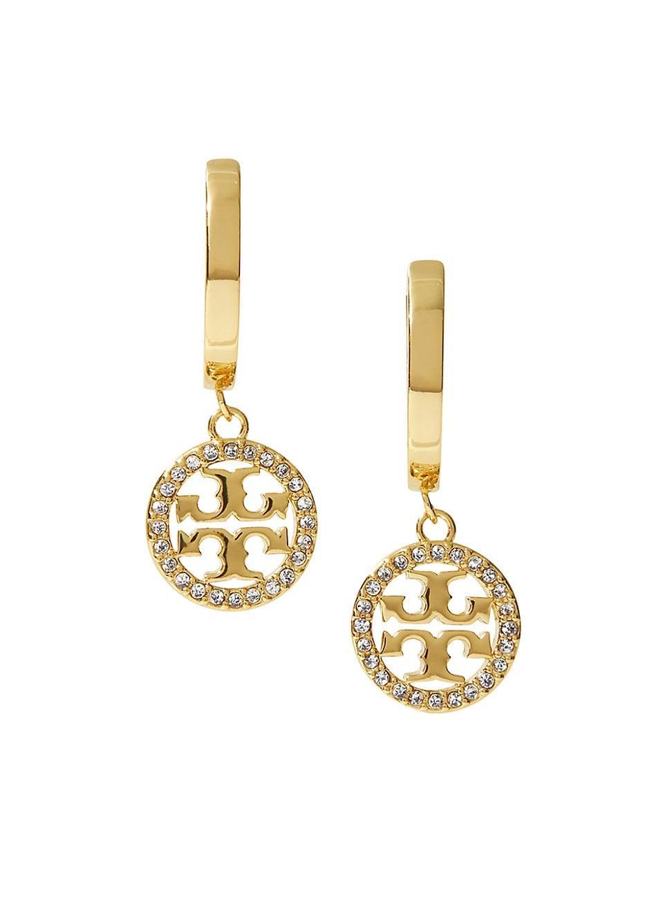 Tory Burch Miller Pav Drop Huggie Hoop Earrings Product Image