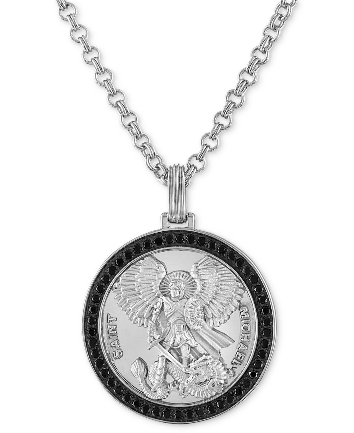 Diamond St. Michael Medallion 22 Pendant Necklace (1/4 ct. t.w.) in 18k Gold-Plated Sterling Silver, Created for Macy's Product Image