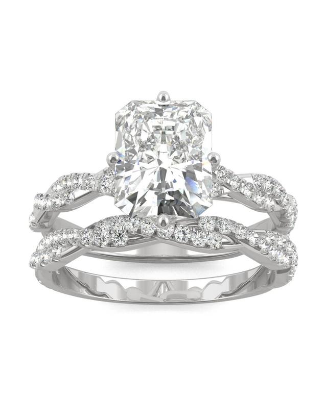 Charles & Colvard 14k White Gold 3 3/8 Carat T.W. Moissanite Twisted Engagement Ring Set, Womens Product Image