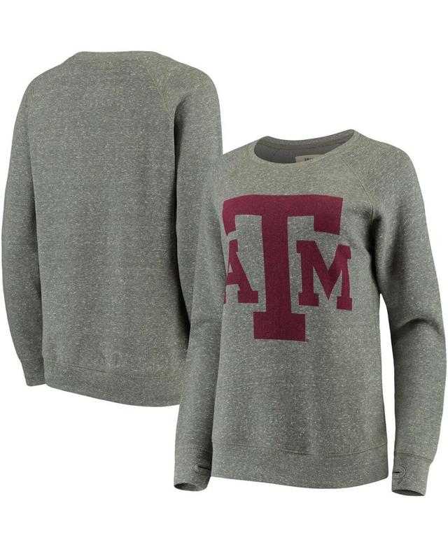 Womens Pressbox Heathered Gray Texas A&M Aggies Big Team Logo Knobi Fleece Tri-Blend Crew Neck Sweatshirt Product Image