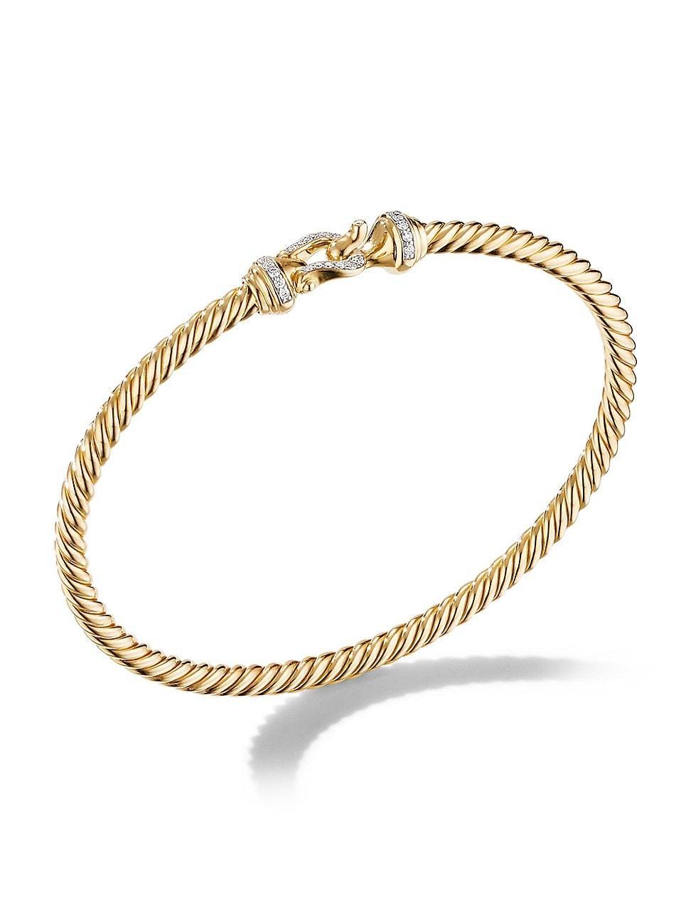 Womens Buckle Bracelet in 18K Yellow Gold with Pav Diamonds Product Image