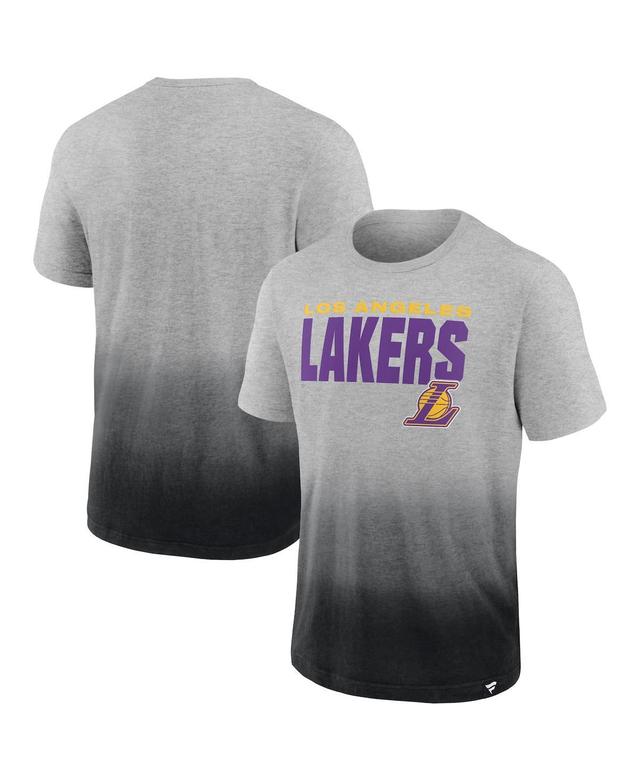 Mens Fanatics Branded Heathered Gray/Black Los Angeles Lakers Board Crasher Dip-Dye T-Shirt Product Image