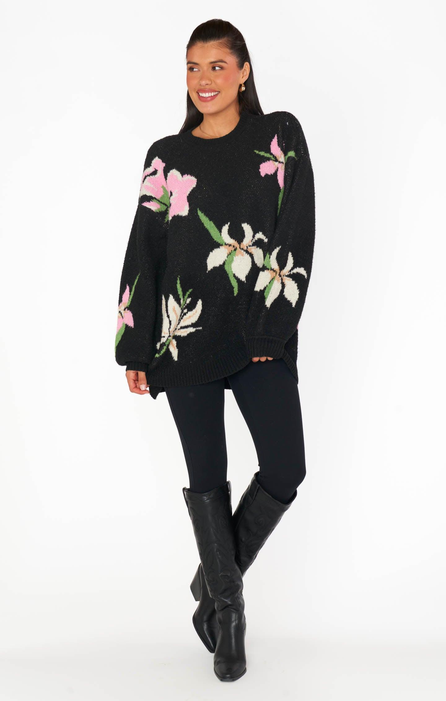 Summit Sweater ~ Dark Floral Knit Product Image