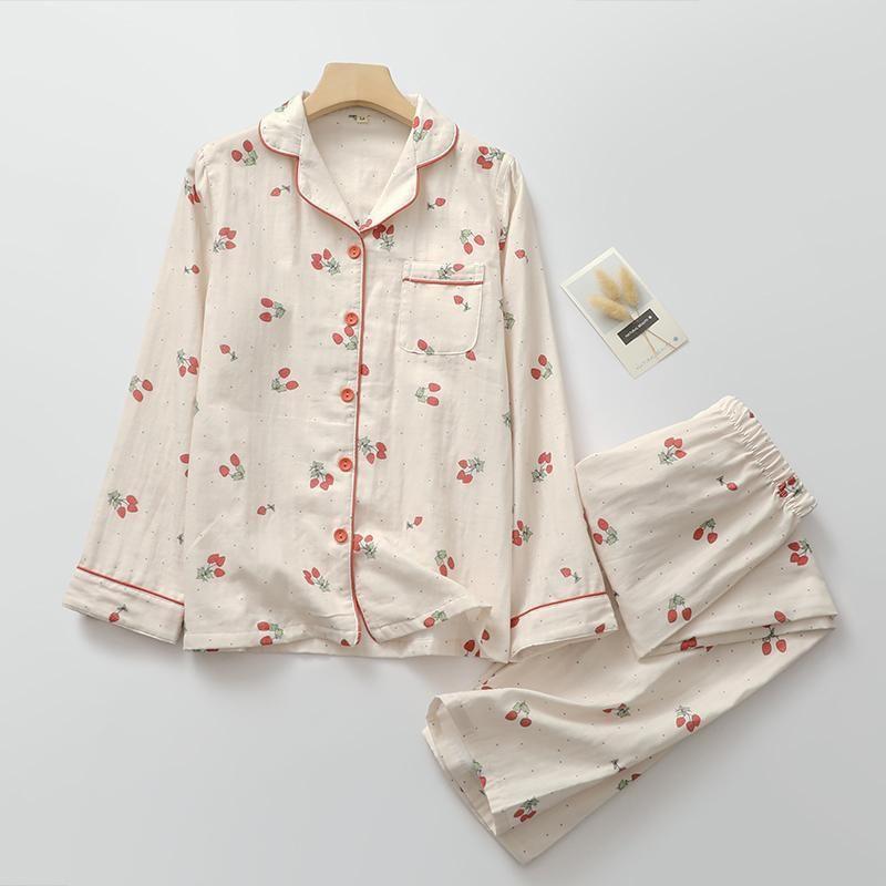 Pajama Set: Long-Sleeve Floral Print Top + Pants Product Image