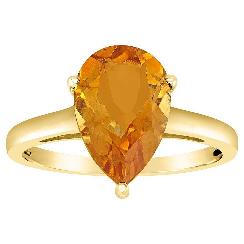 Alyson Layne 14k Gold Pear Cut Citrine Solitaire Ring, Womens Product Image