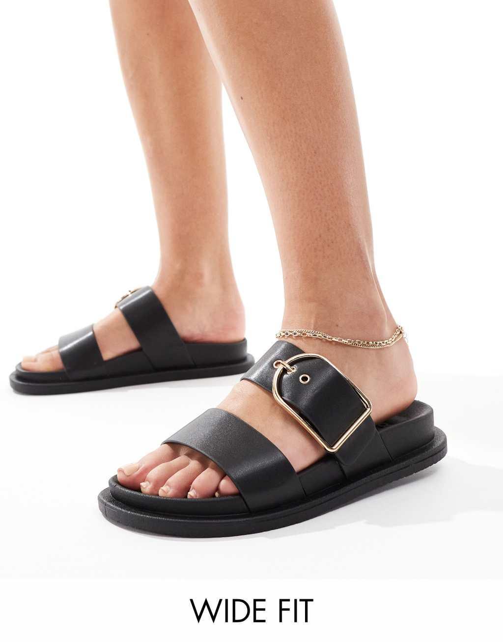 ASOS DESIGN Frozen double strap slider Product Image