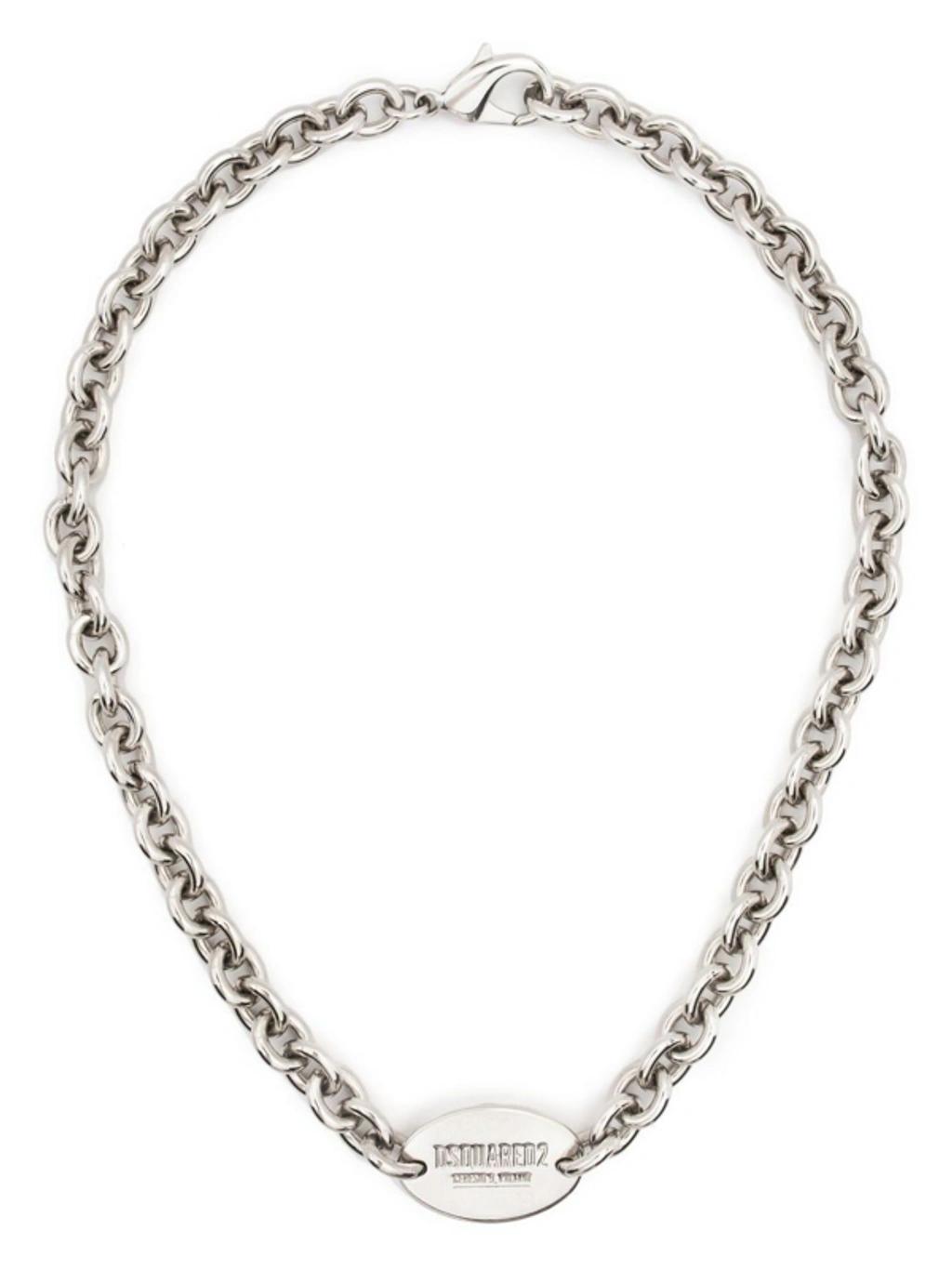 DSQUARED2 Logo-plaque Chain-link Necklacr In Silver Product Image