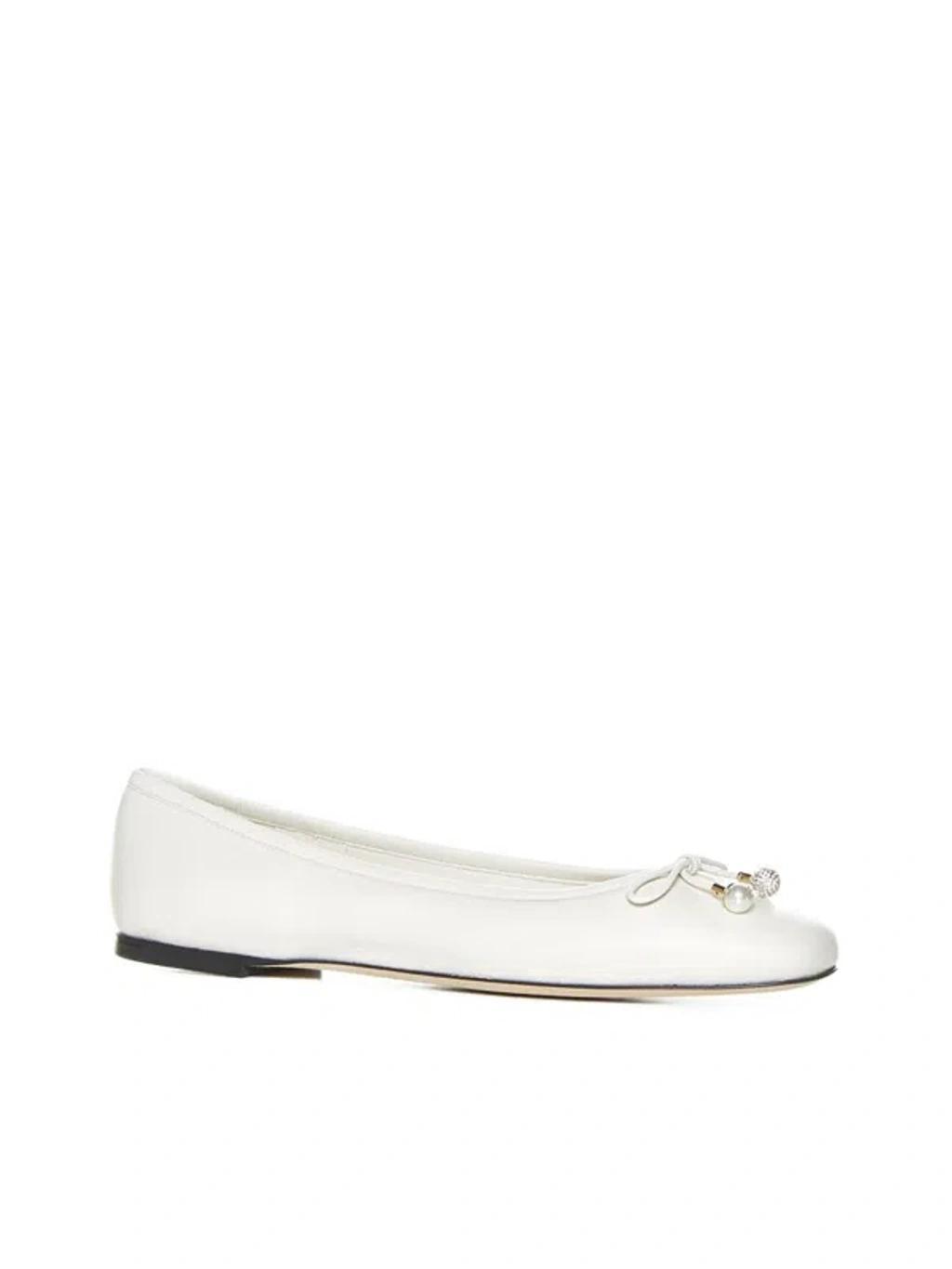 JIMMY CHOO Elme Leather Ballet Flats In Milky White Product Image