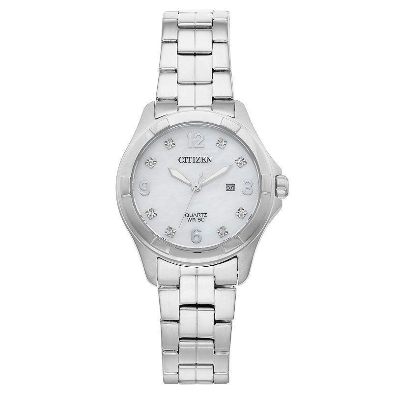 Citizen Womens Crystal Stainless Steel Watch - EU6080-58D Silver Tone Product Image