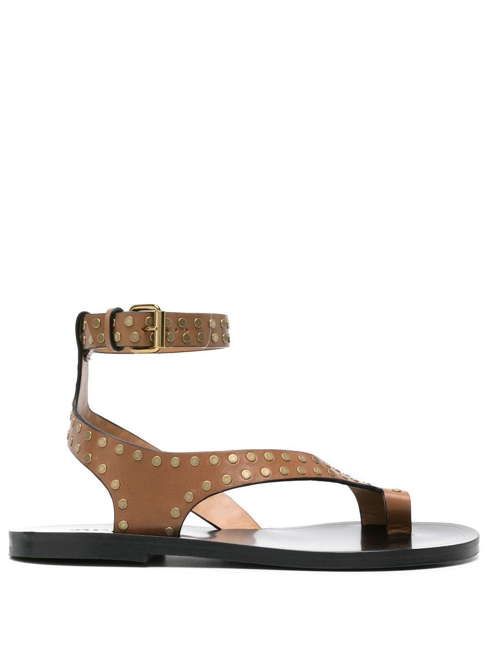 ISABEL MARANT Jiona Leather Sandals In Tan Product Image