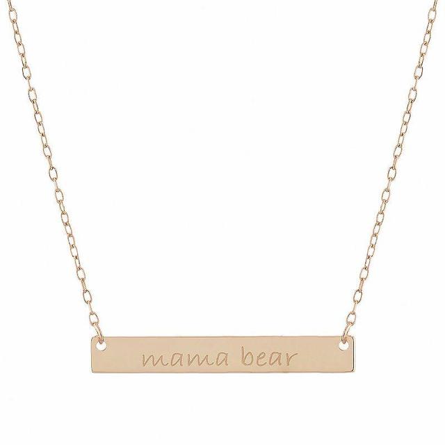 Sterling Silver Mama Bear Bar Necklace, Womens Pink Product Image