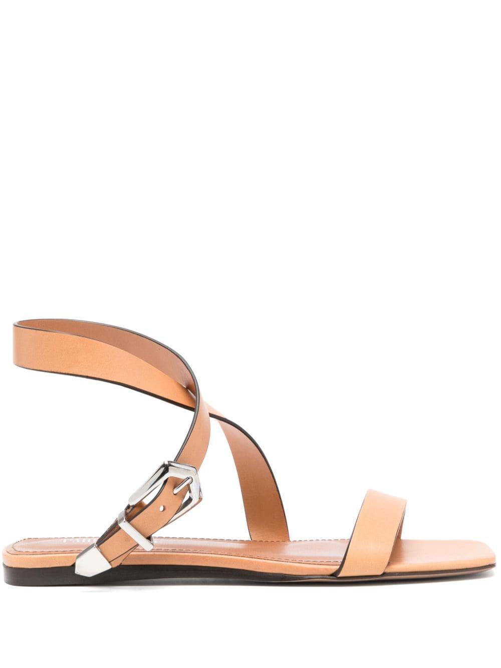 10mm Lauren Leather Flat Sandals In Brown Product Image