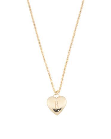 14K Engraved Initial Puffy Heart Necklace For Women Product Image