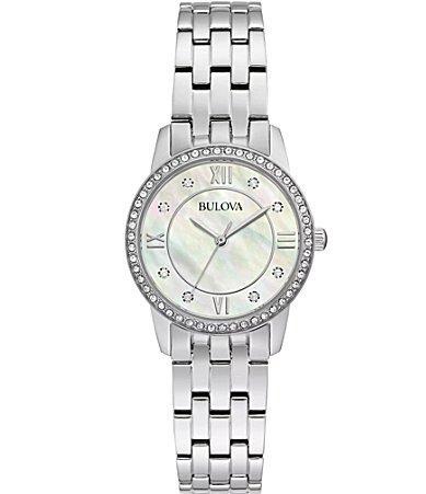 Womens Bulova Crystal Watch & Heart Necklace Gift Set - 96X155 Silver Product Image