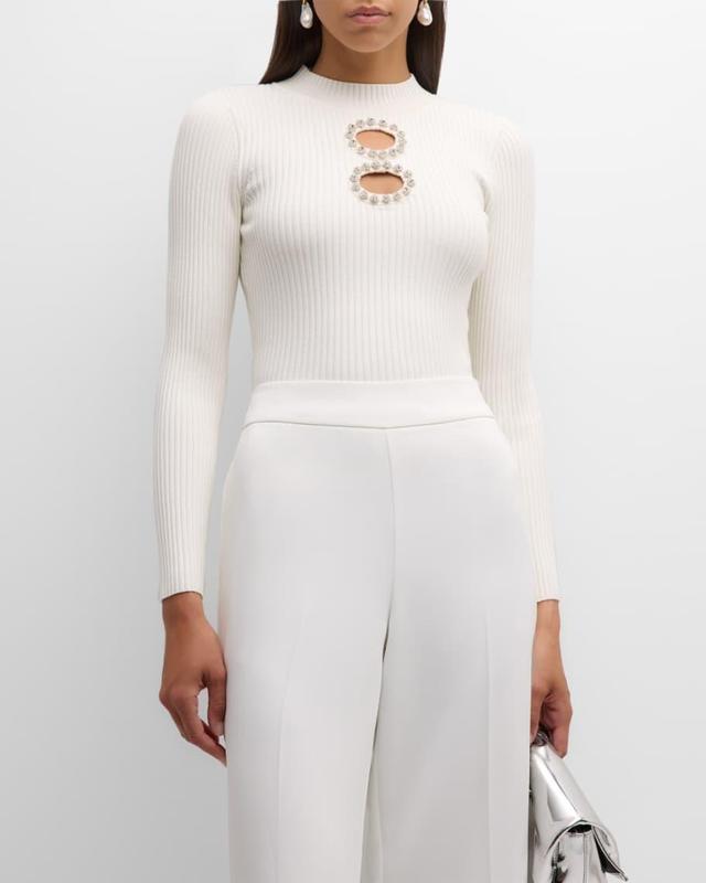 Crystal-Embellished Cutout Knit Top Product Image