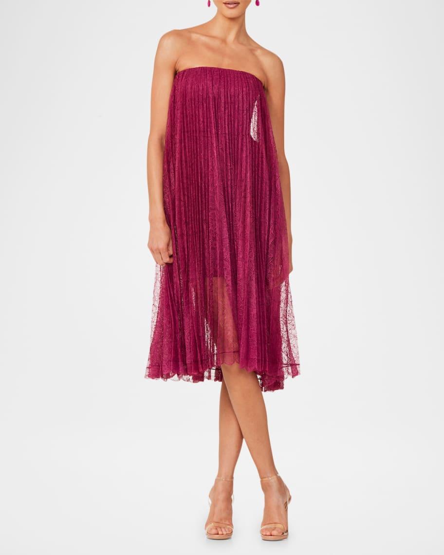 Daniela Strapless Pleated Lace Dress Product Image