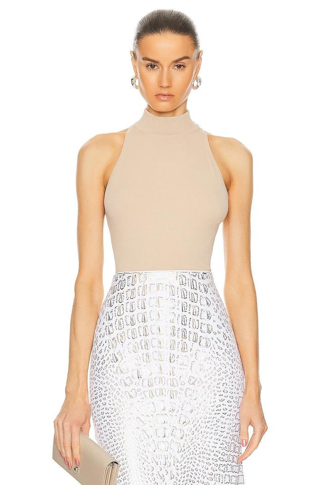 ALAÏA Halter Bodysuit Tan. (also in 36). Product Image