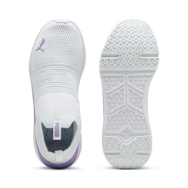 PUMA SOFTRIDE Pro Echo Slip-On Women's Running Shoes in Silver Mist/Lavender Alert/White Product Image