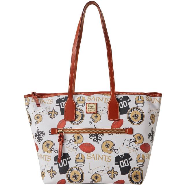 Dooney & Bourke Womens NFL Saints Coated Cotton Tote Shopping Bag in White Multi Product Image