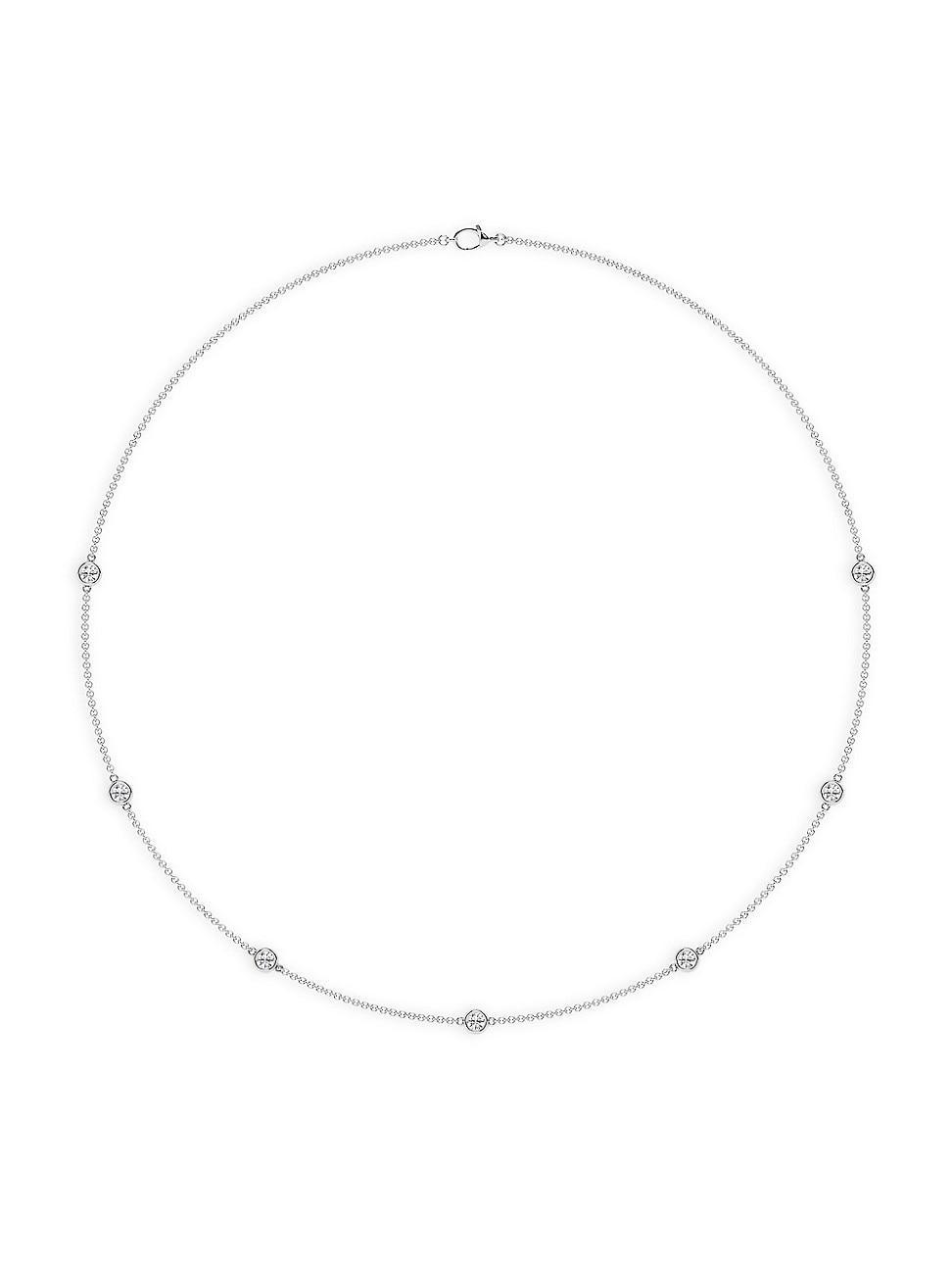 Womens 14K White Gold & Lab-Grown 7-Diamond Station Necklace/0.70-2.10 TCW Product Image