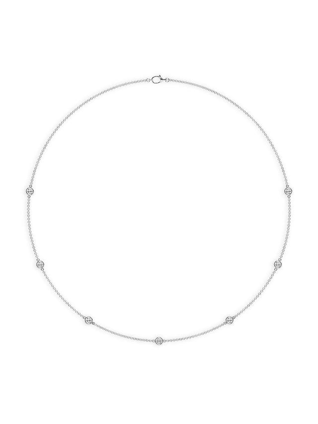 Womens 14K White Gold & Lab-Grown 7-Diamond Station Necklace/0.70-2.10 TCW Product Image