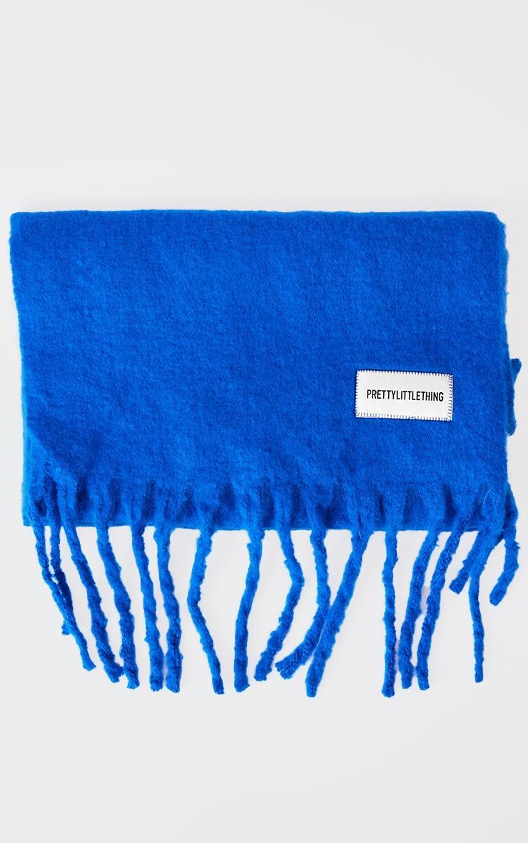 PRETTYLITTLETHING Blue Logo Blanket Tassel Scarf Product Image