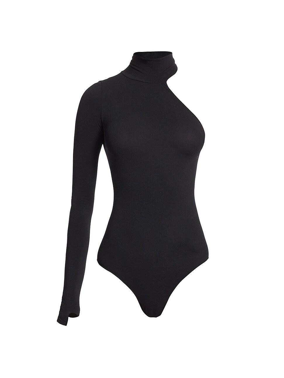 Womens One-Shoulder Turtleneck Bodysuit Product Image