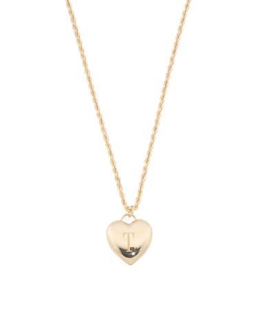 14K Engraved Initial Puffy Heart Necklace For Women Product Image