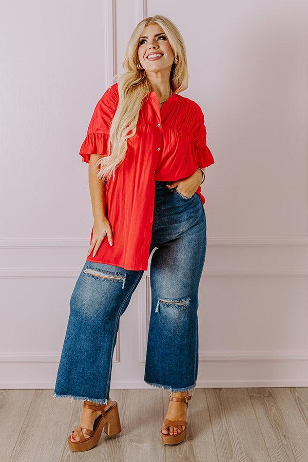 Summer Breeze Shift Top in Red Curves Product Image