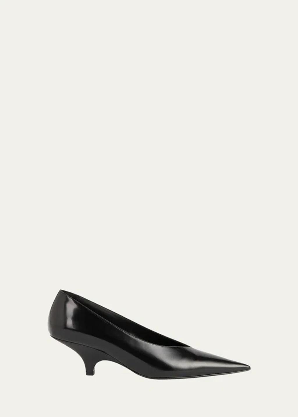 Sleek Leather Wedge Pumps In Black Product Image