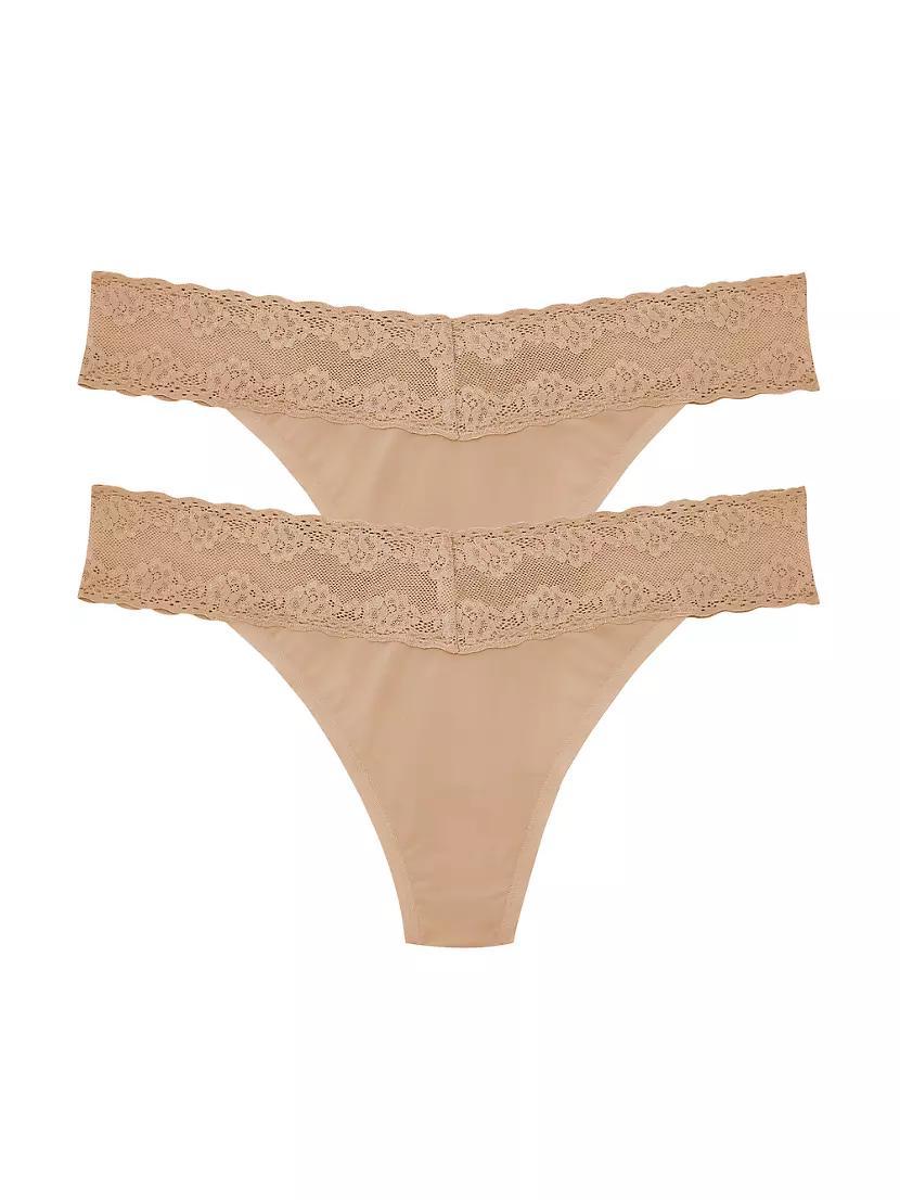 Bliss Perfection Lace Trim One Size Thong 2-Pack Product Image