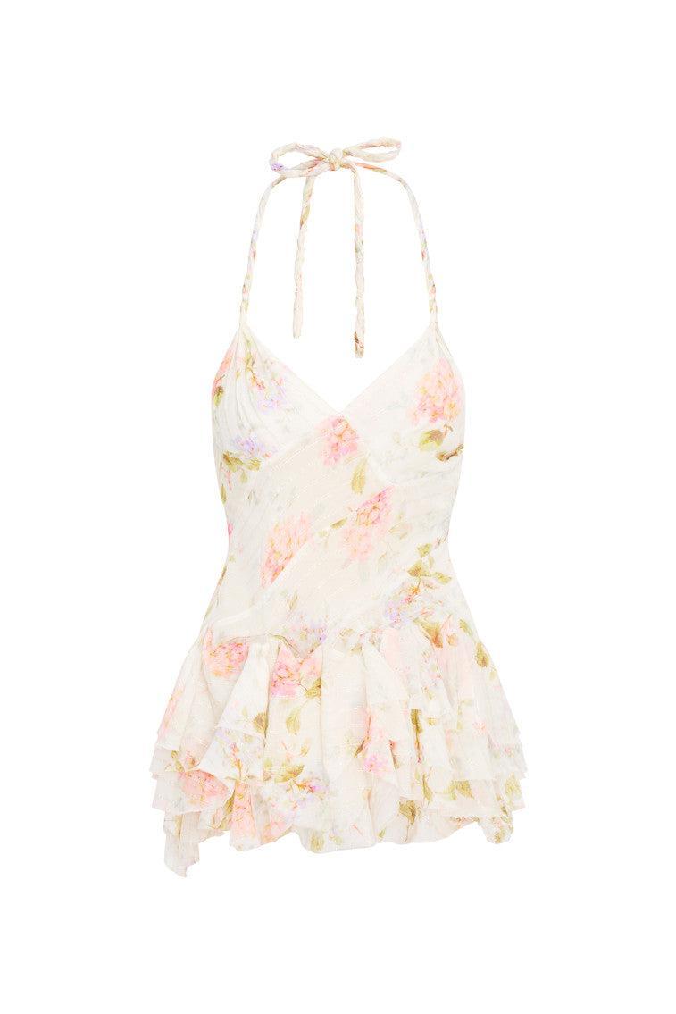 Adrinette Chiffon Halter Mini Dress Product Image