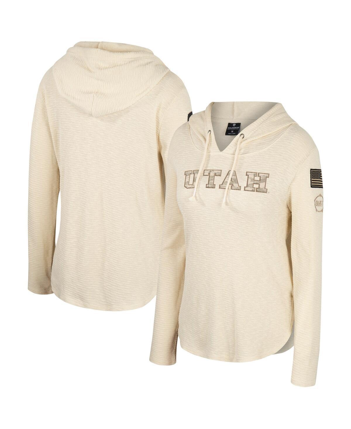 Womens Colosseum Cream Utah Utes OHT Military Appreciation Casey Raglan Long Sleeve Hoodie T-Shirt Product Image