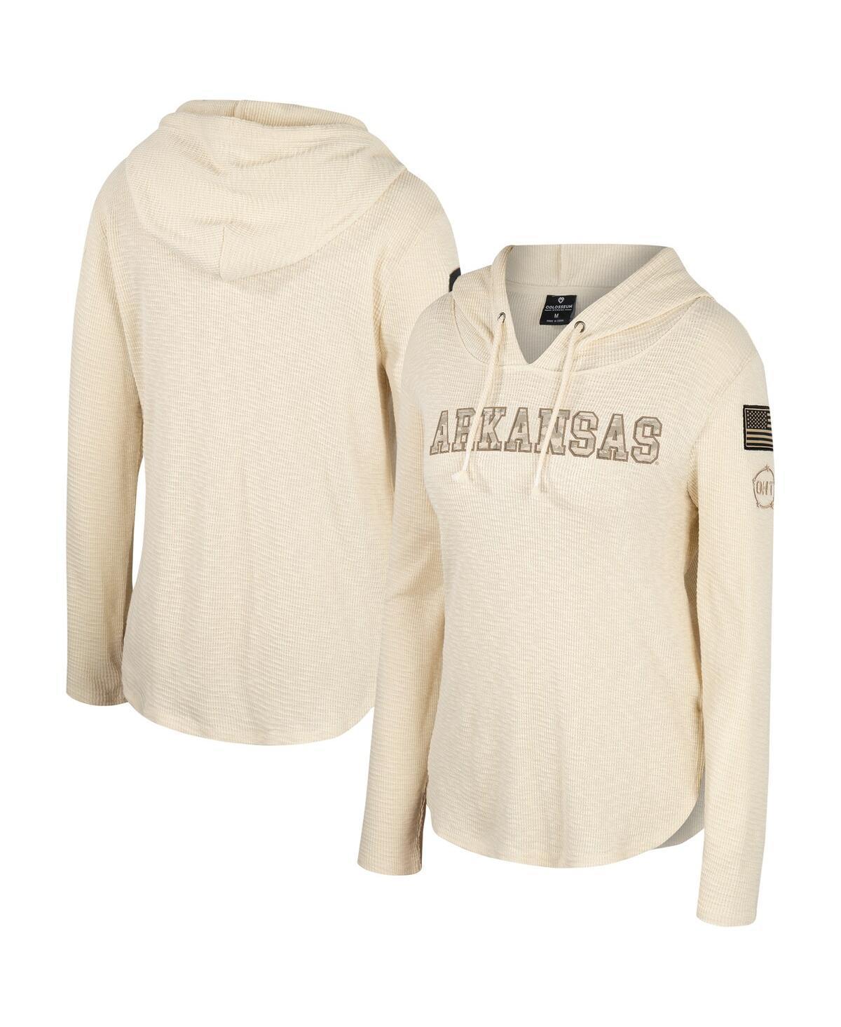 Womens Colosseum Cream Arkansas Razorbacks Oht Military-Inspired Appreciation Casey Raglan Long Sleeve Hoodie T-shirt Product Image