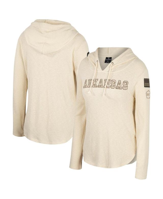 Womens Colosseum Cream Arkansas Razorbacks Oht Military-Inspired Appreciation Casey Raglan Long Sleeve Hoodie T-shirt Product Image