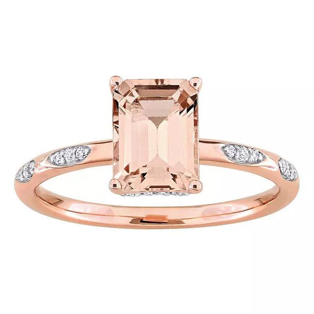 Stella Grace 14k Rose Gold Morganite & 1/10 Carat T.W. Diamond Engagement Ring, Womens Product Image