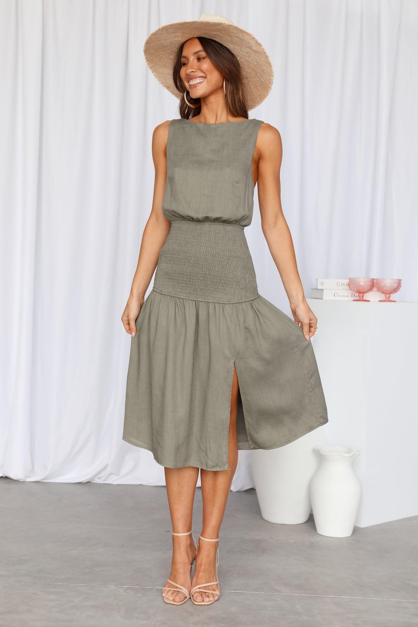 Into My Eyes Midi Dress Olive Product Image