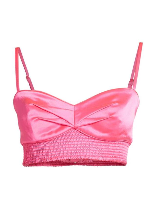 Nikola Satin Bralette Top In Electric Pink Product Image