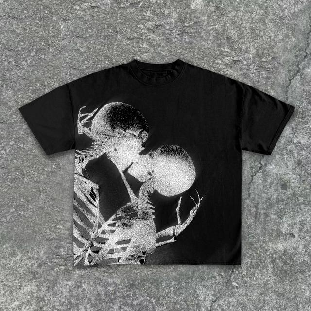 Large-Scale Skeleton Graphic Print Pattern With A Sense Of Design Cotton T-Shirt Product Image