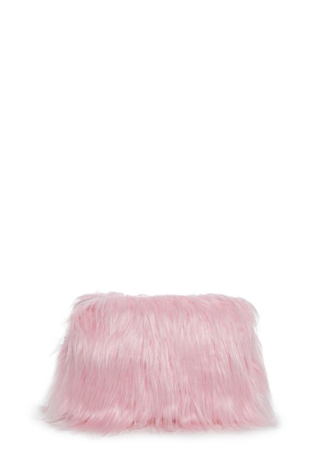 Delia's Elevated Indie Fuzzy Faux Fur Clutch Bag - Pink Product Image