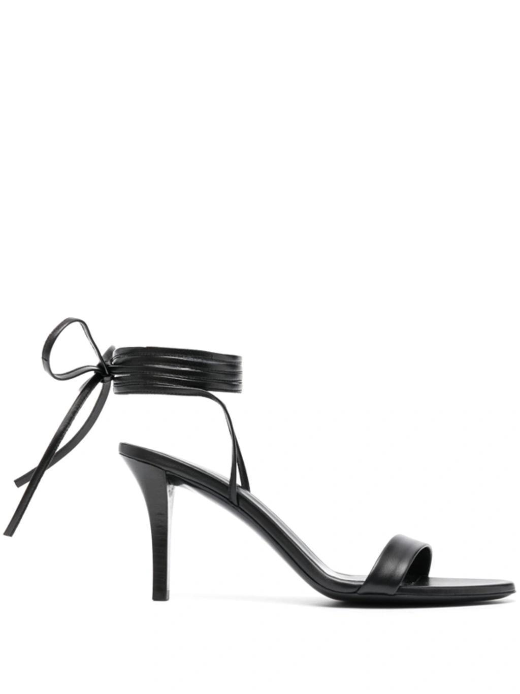 THE ROW Ankle-tie Leather Gladiator Sandals In Black Product Image