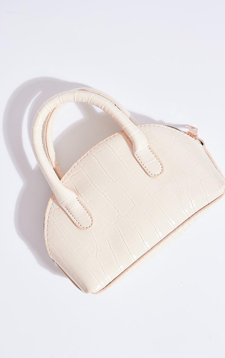 Cream Croc Textured Curved Cross Body Bag Product Image