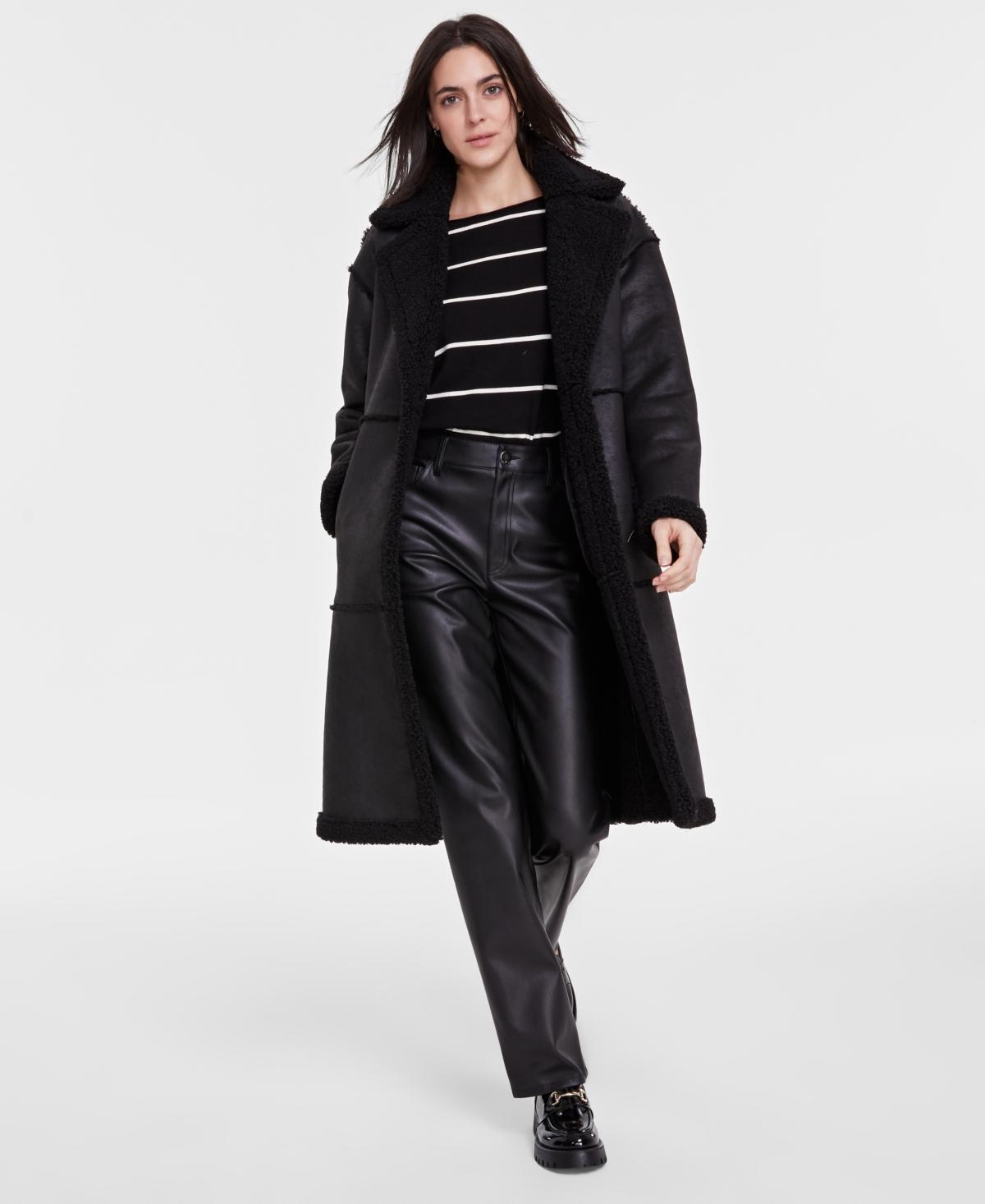 Bcbgmaxazria Womens Single-Breasted Faux-Shearling Coat Product Image