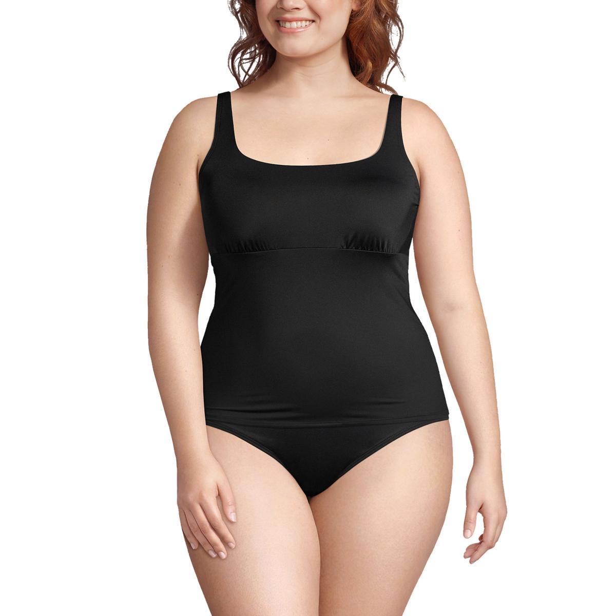 Lands End Plus Size Ddd-Cup Chlorine Resistant Square Neck Underwire Tankini Swimsuit Top Product Image