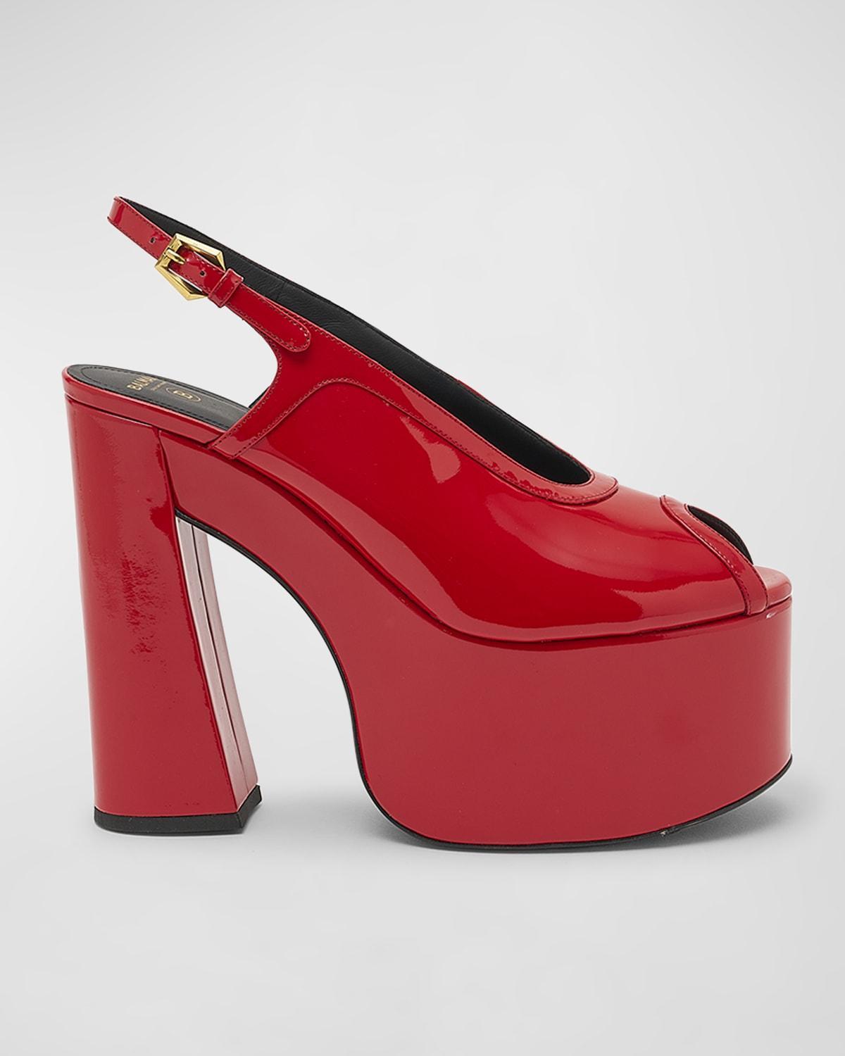 Patent Peep-Toe Slingback Platform Pumps product image